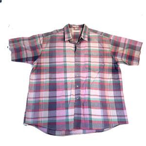 Geoffrey Beene Button Shirt Men XL Resort Pastel Pink Blue Green Single Needle